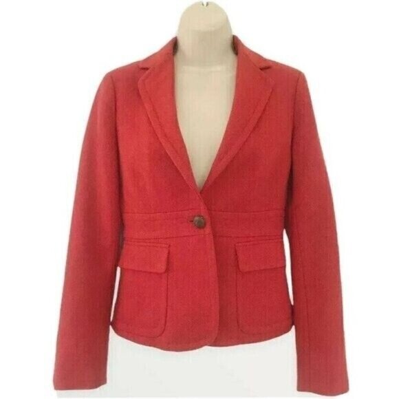 J Crew Woman's Sz 0 or XS Burnt Orange Wool Blend Blazer Jacket - Picture 1 of 8